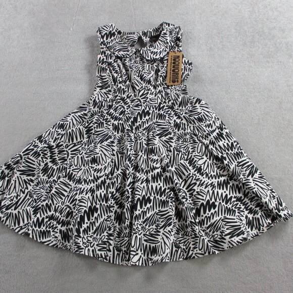 Nooworks Peter Pan Zig Zag Pattern Dress Black Womens Small Sleeveless Vacation - Picture 2 of 7